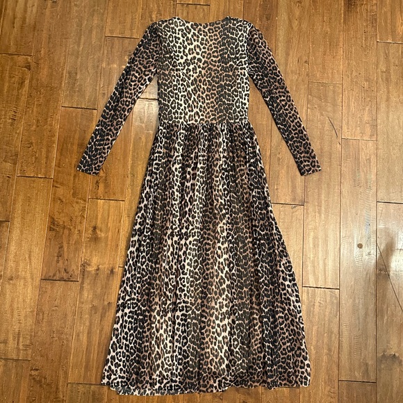 Ganni Leopard Tilden Long Sleeve Maxi Dress Sz 36 Small - Picture 6 of 14
